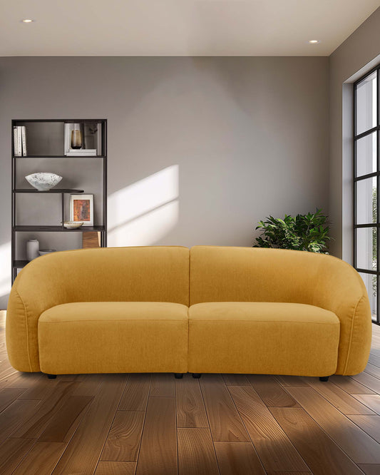 Zoey ochre fabric 3 seater sofa