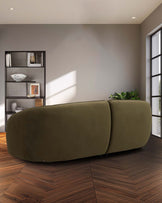 Zoey olive green velvet 3 seater sofa