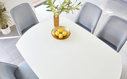 Camillo White Frosted Glass Extending 6 to 8 Seater Dining Table