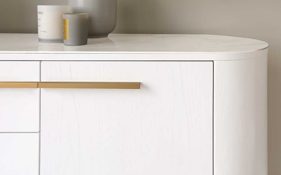 Manhattan White Oak and Marbled Ceramic Large Sideboard