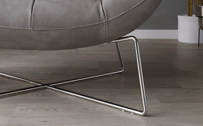 Canio Grey Faux Leather And Brushed Steel Occasional Chair