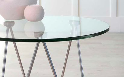 Ripple Glass and Polished Stainless Steel Coffee Table