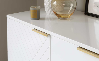 Geo Large Matt White and Brass Textured Sideboard