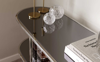 Monroe Smoked Mirror & Stainless Steel Console Table