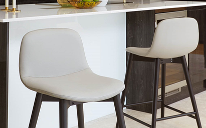 Hudson Light Grey Leather Bar Stool