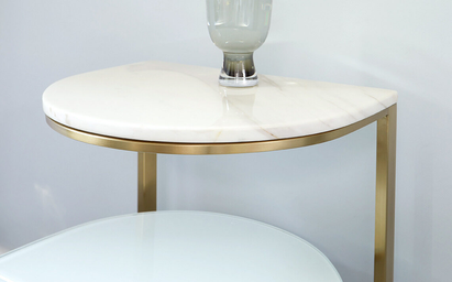 Demi White Marble And Brass Side Table