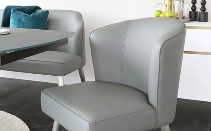 Mellow Light Grey Faux Leather Dining Chair With Steel Legs (Sold in pairs)