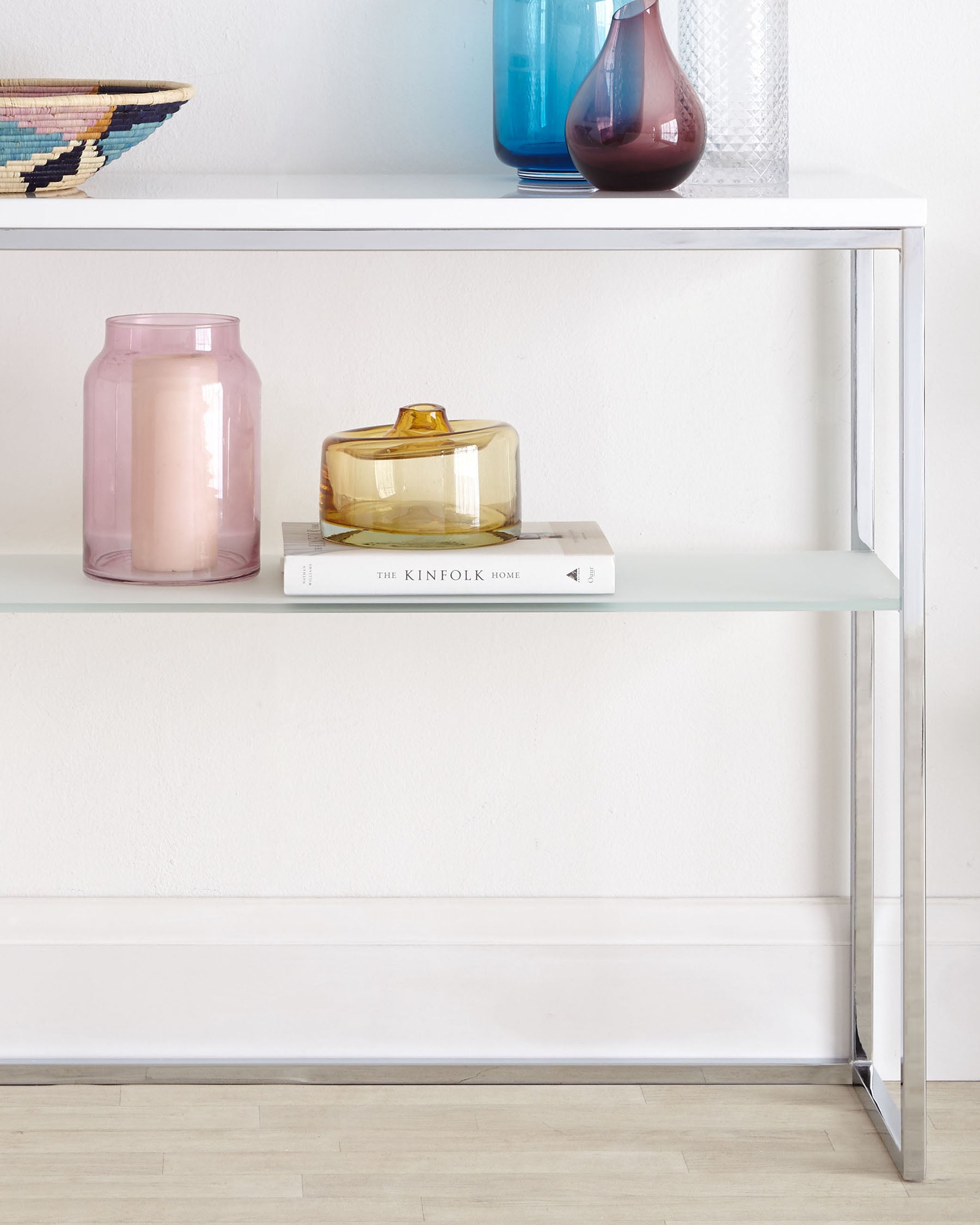 acute white gloss and chrome console table