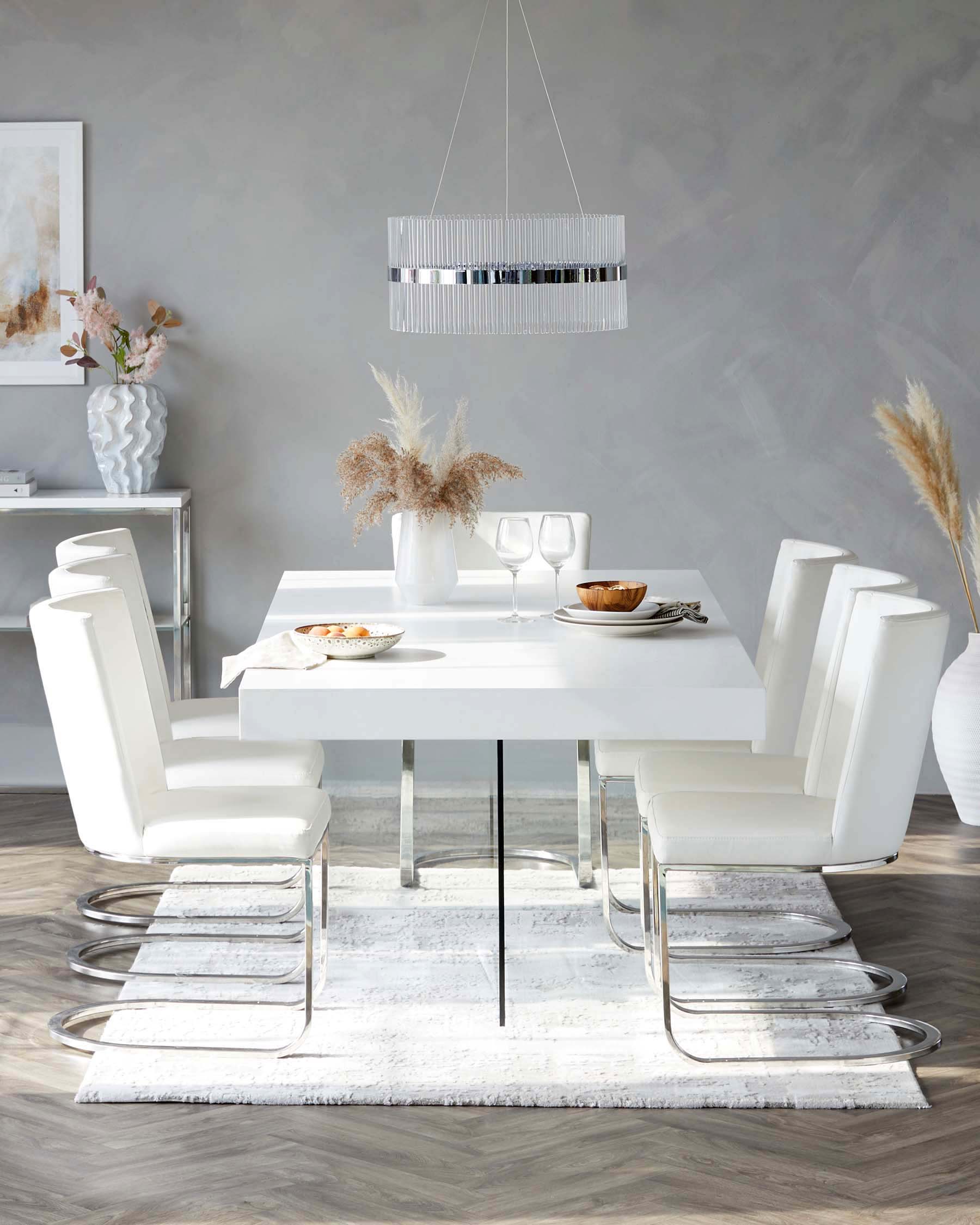 aria oak and glass dining table white