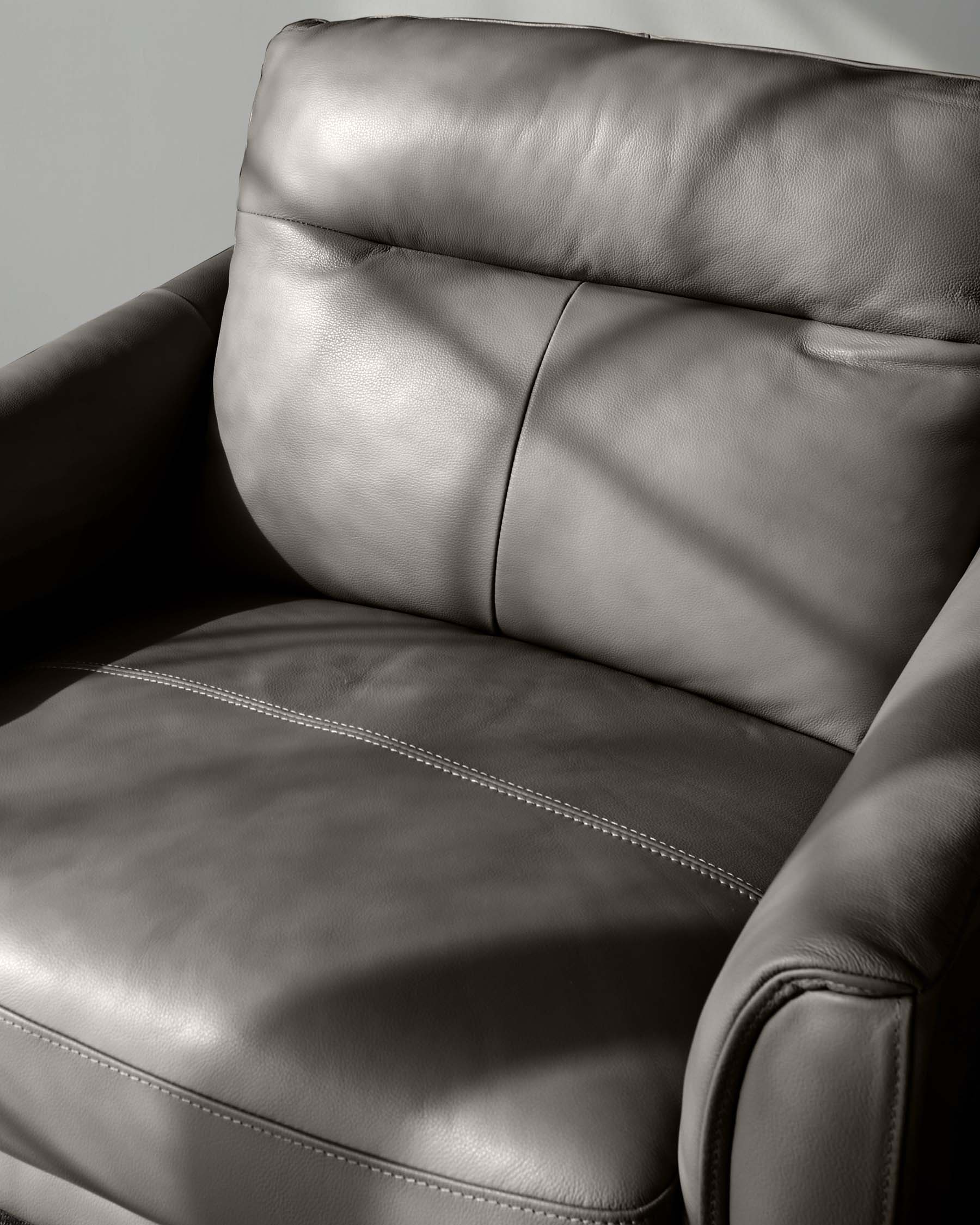 Luxurious leather armchair with high backrest, plush cushioning, and detailed stitching accents.