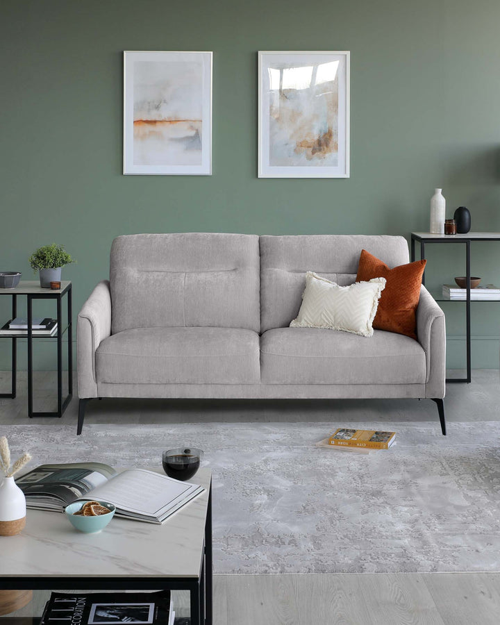 Brooks Light Grey Fabric Pleat 2 Seater Sofa by Danetti