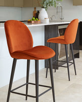 clara velvet bar stool rust