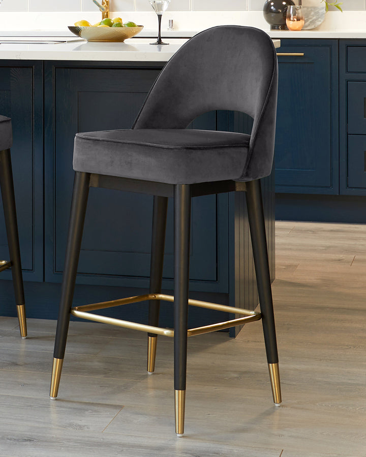 Velvet Bar Stools | Modern Velvet Breakfast Stools – Danetti