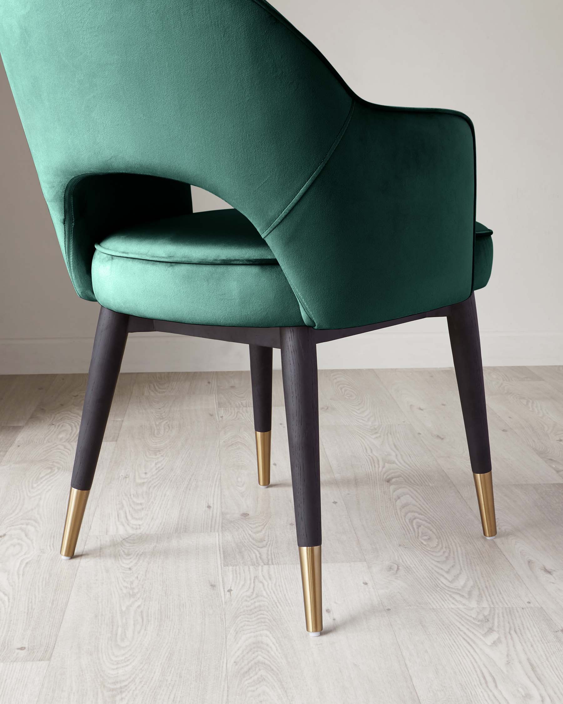 clover velvet dining armchair with black wooden legs dark green