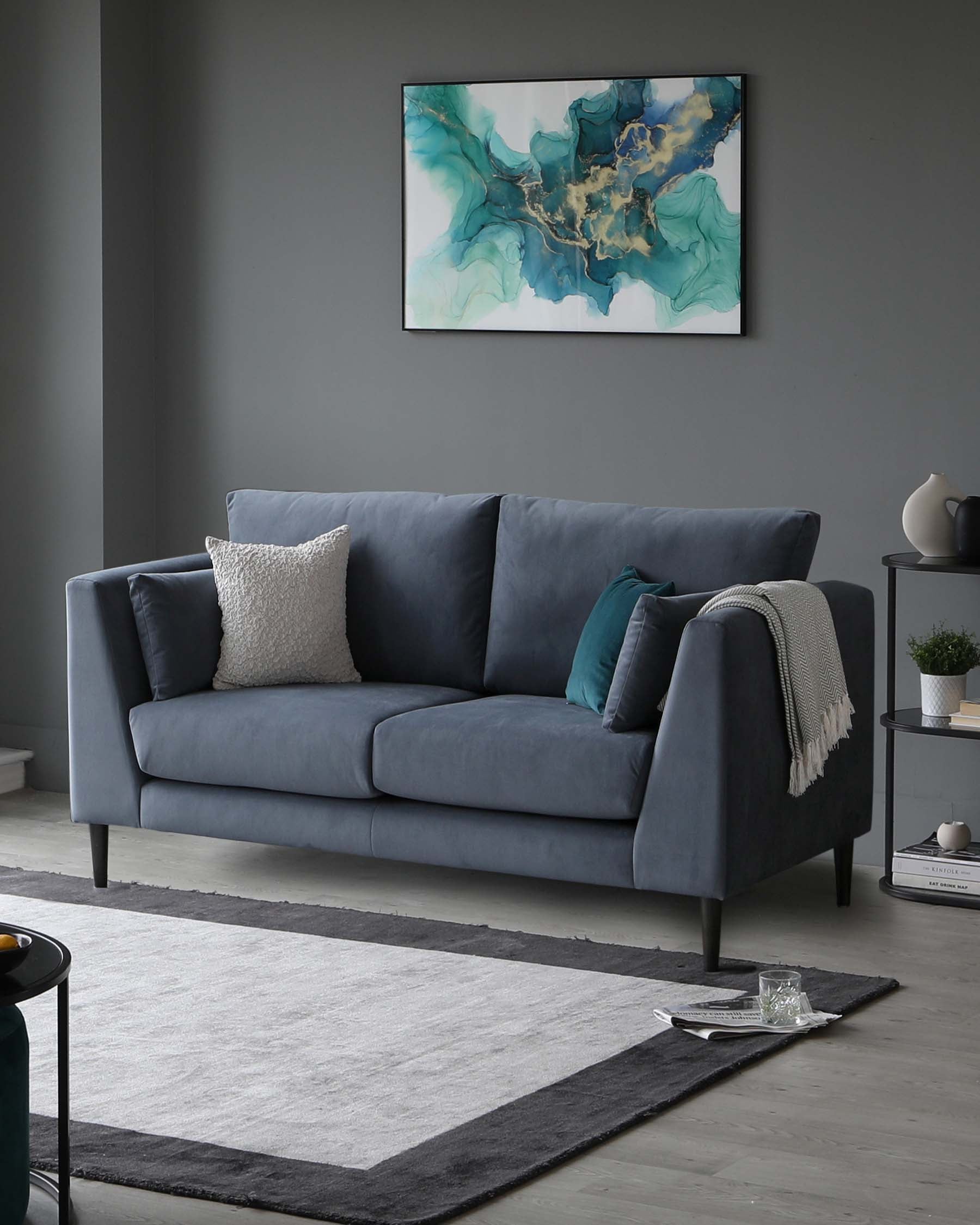 Elsie II Blue Grey Velvet 2 Seater Sofa by Danetti