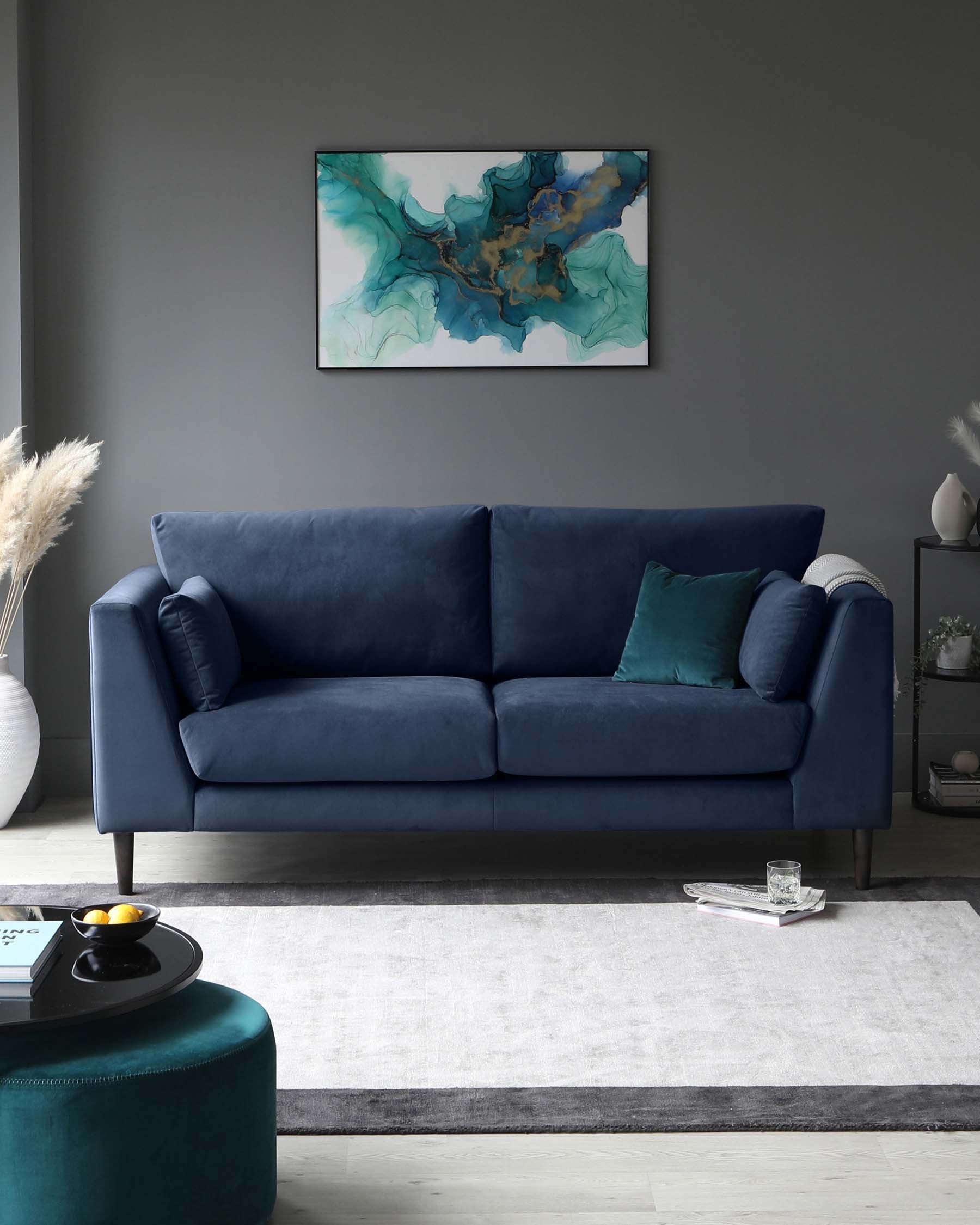 Overstock blue deals velvet sofa