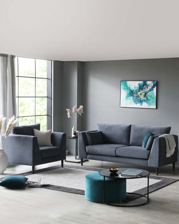 Elsie II Blue Grey Velvet 2 Seater Sofa by Danetti
