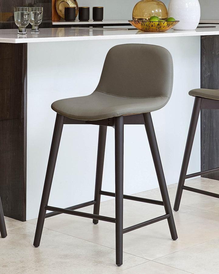 Hudson Dark Grey Leather Bar Stool | Danetti