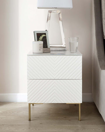 Noah White And Brass Bedside Table | Danetti