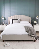 noelle fabric king size bed with storage light grey