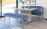 mellow velvet 3 seater bench without backrest blue grey