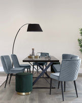 serena velvet dining chair blue grey