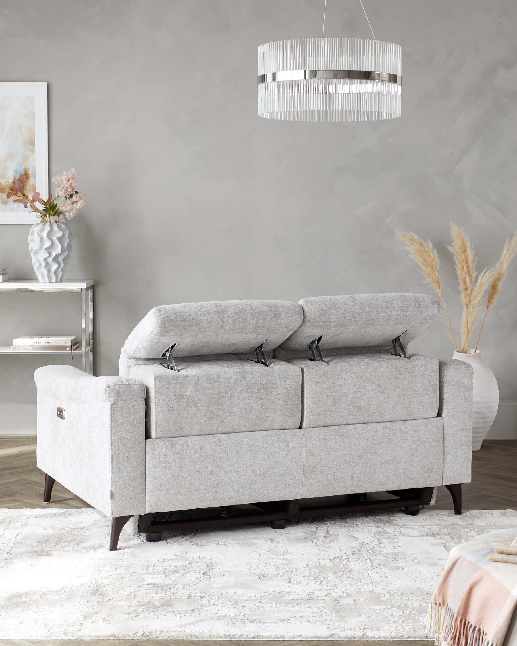 serene 2 seater fabric recliner sofa light grey