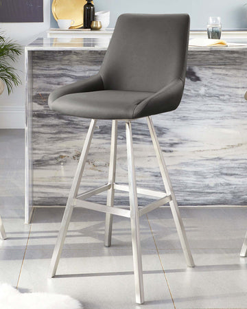 Theo Dark Grey Swivel Bar Stool by Danetti