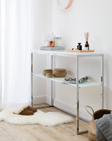 acute white gloss and chrome console table